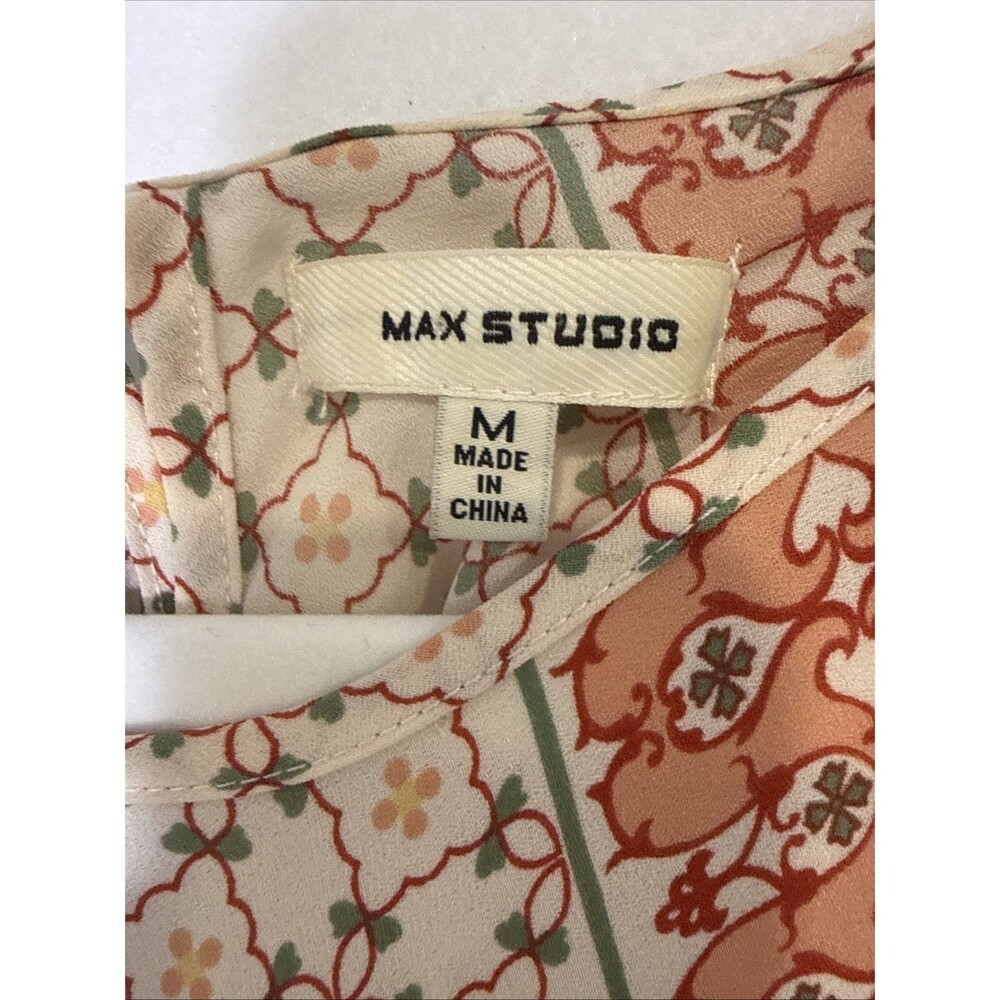 Max Studio Patterned Trapeze Dress MED Halter Neck Boho Chic Retro 70s Inspired - Picture 5 of 12